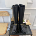 GUCCI CLASSIC LOGO KNEE HIGH BOOTS IN BLACK CALFSKIN