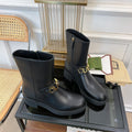 GUCCI CLASSIC LOGO ANKLE BOOTS IN BLACK CALFSKIN