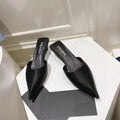 PRADA POINTED-TOE MULES BLACK SATIN