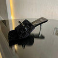 GUCCI VELVET HIGH HEEL SANDALS WITH BEAUTIFUL LOGO DETAILS BLACK