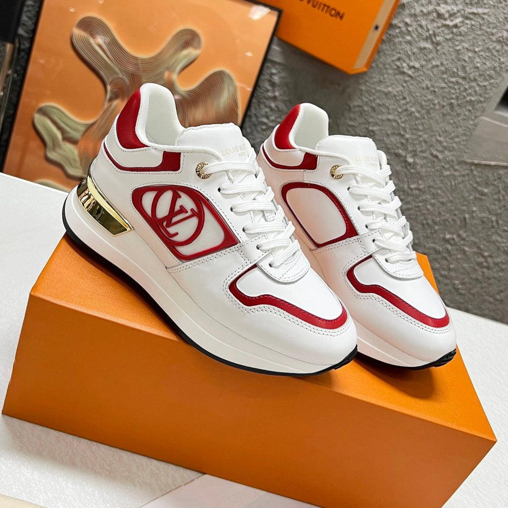 LOUIS VUITTON LV WOMEN SNEAKER IN WHITE MIX CHERRY RED CALFSKIN