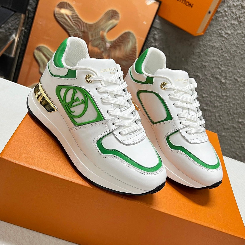 LOUIS VUITTON LV WOMEN SNEAKER IN WHITE MIX GREEN CALFSKIN