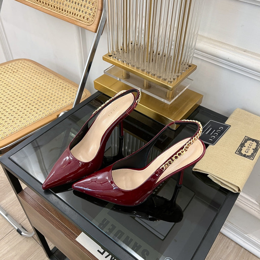GUCCI SIGNORIA SLINGBACK PUMP JAM LAMBSKIN