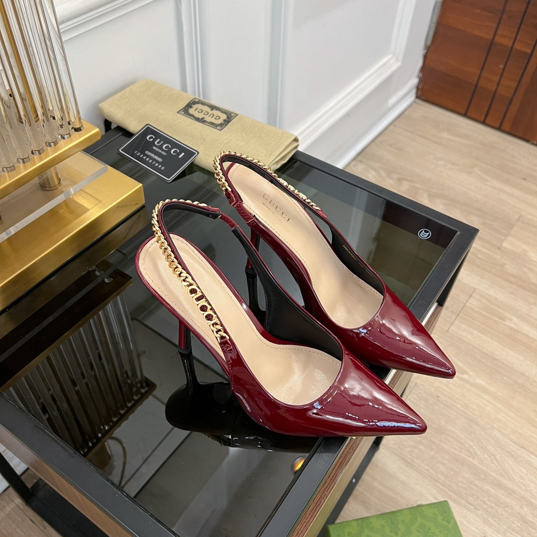 GUCCI SIGNORIA SLINGBACK PUMP JAM LAMBSKIN