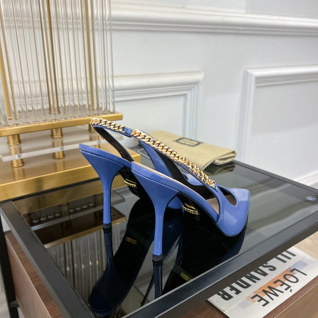 GUCCI SIGNORIA SLINGBACK PUMP CERULEAN LAMBSKIN