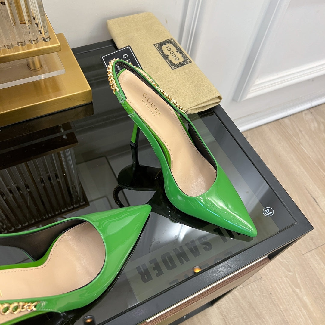 GUCCI SIGNORIA SLINGBACK PUMP EMERALD LAMBSKIN