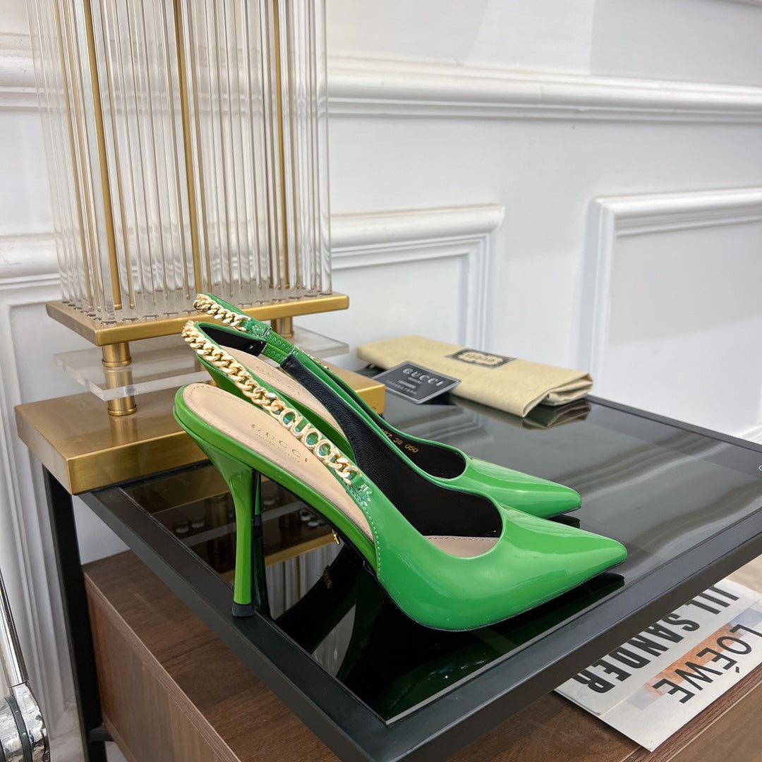 GUCCI SIGNORIA SLINGBACK PUMP EMERALD LAMBSKIN