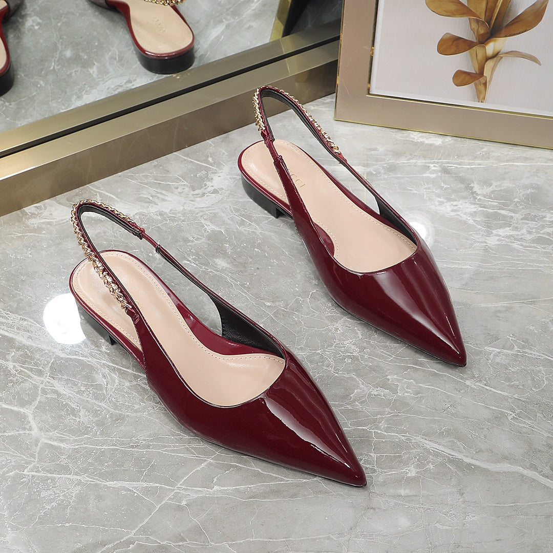 GUCCI Signoria Ballet Flat red wine