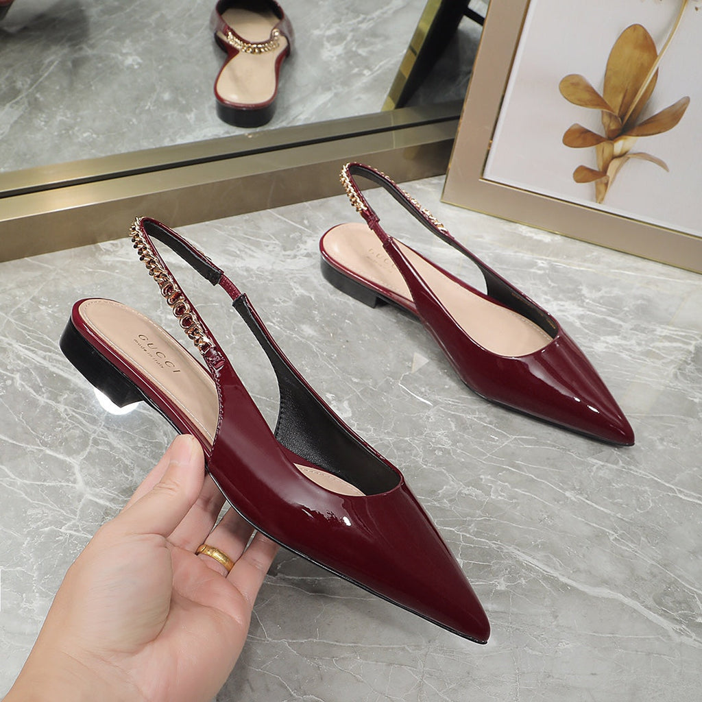 GUCCI Signoria Ballet Flat red wine