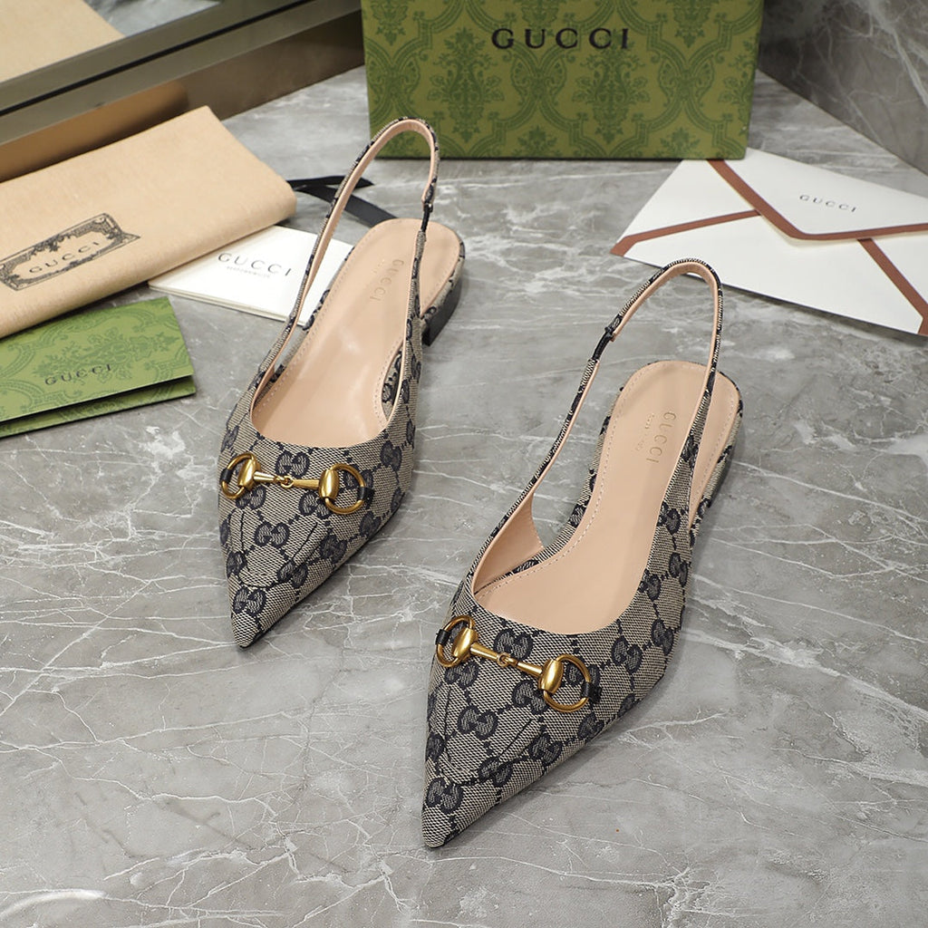 GUCCI Flat Sandals Black Caro
