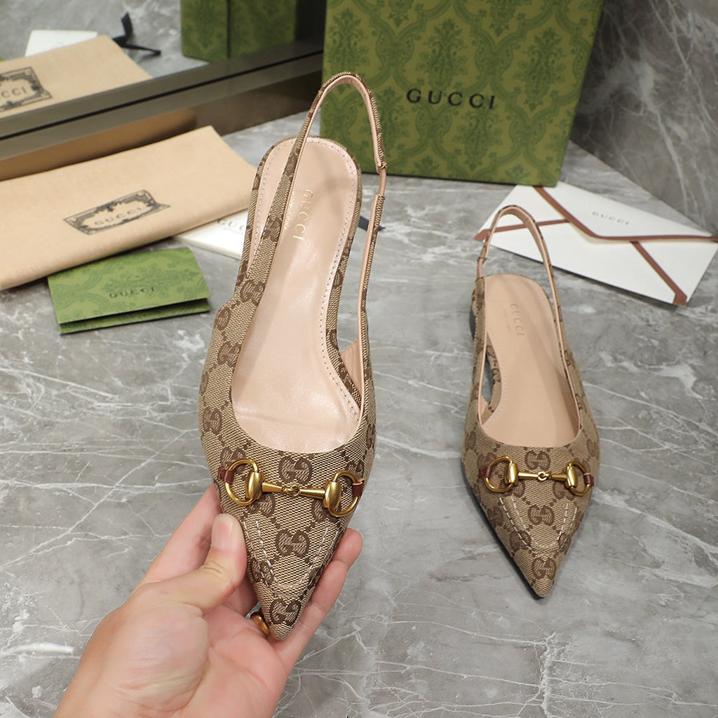 GUCCI Flat Sandals Brown Caro