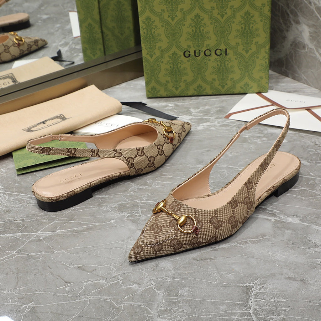 GUCCI Flat Sandals Brown Caro