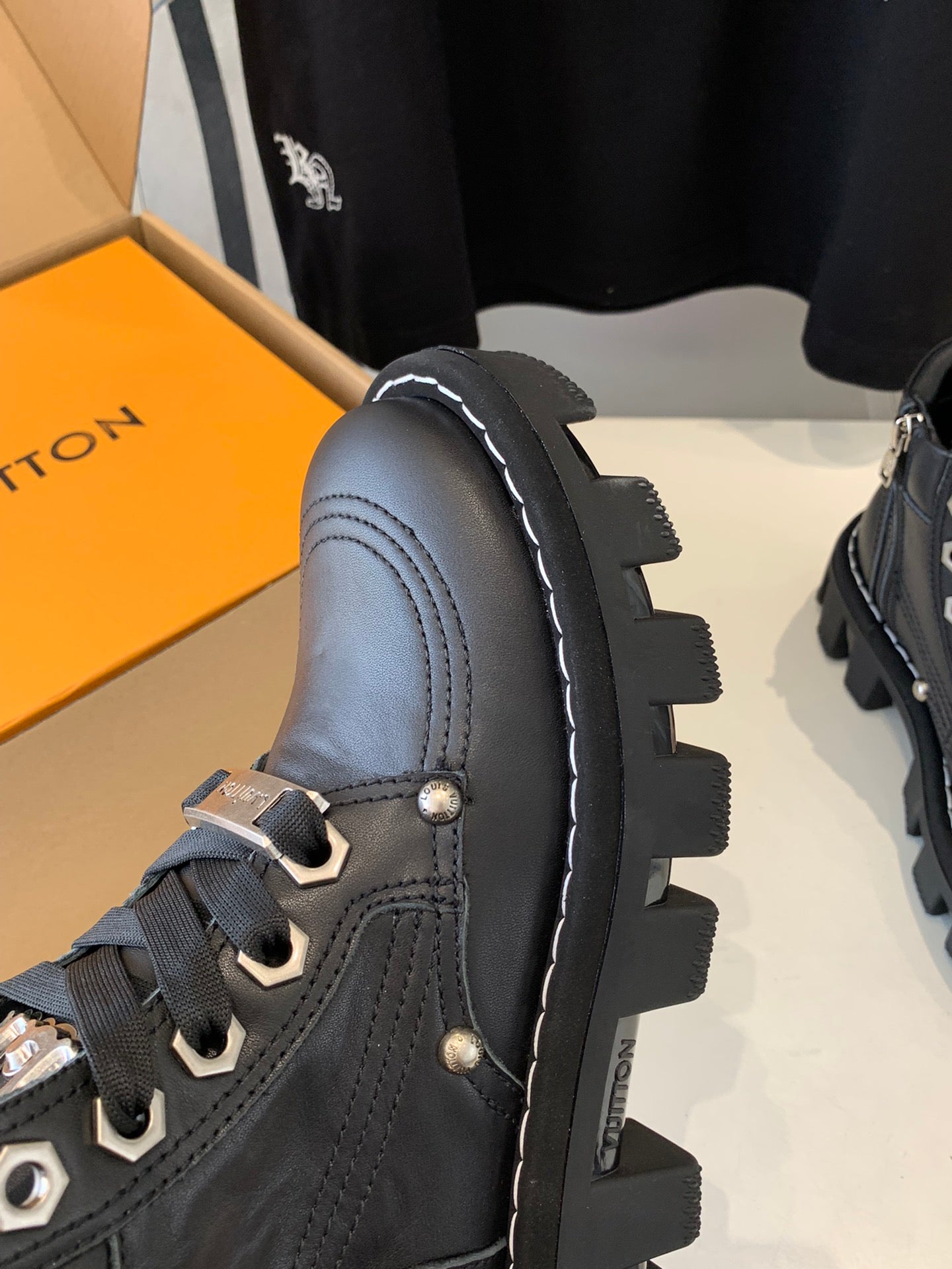 LOUIS VUITTON LV CHECKER ANKLE BOOT IN BLACK CALFSKIN