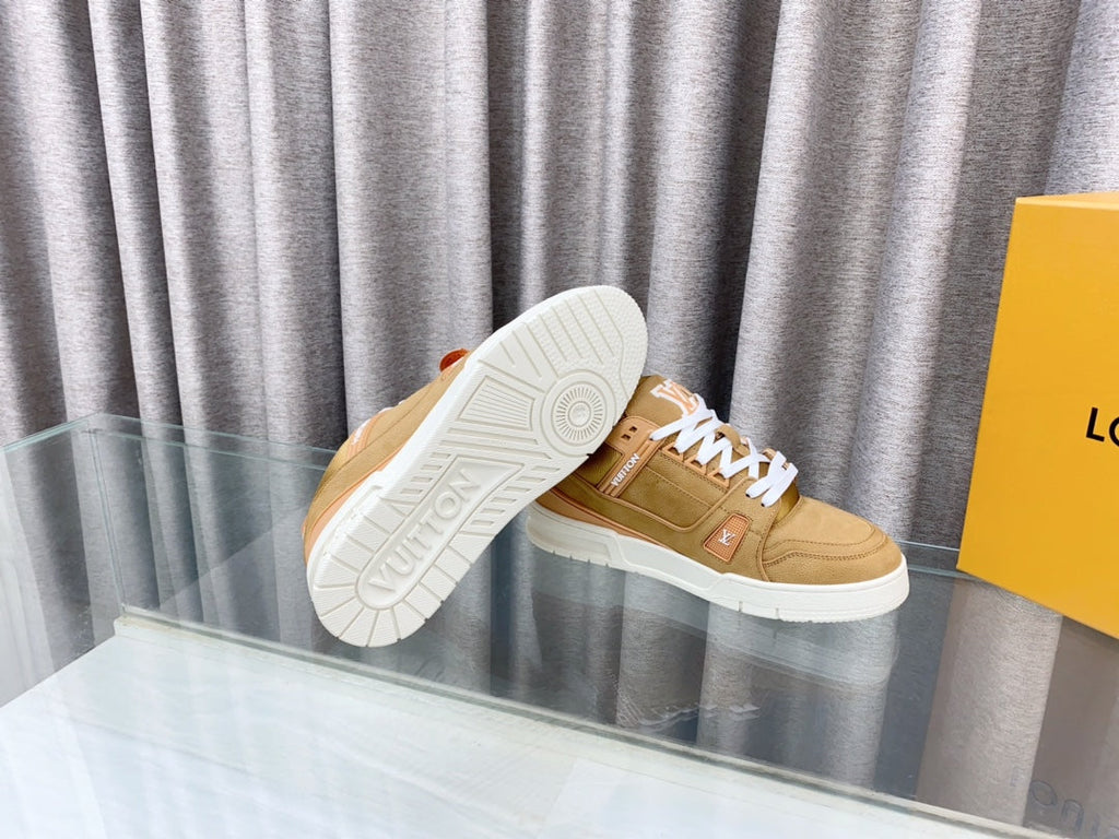 LOUIS VUITTON LV MAXI TRAINER IN CIDER BROWN SUEDE