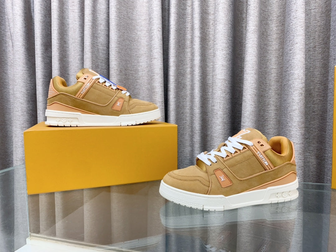 LOUIS VUITTON LV MAXI TRAINER IN CIDER BROWN SUEDE