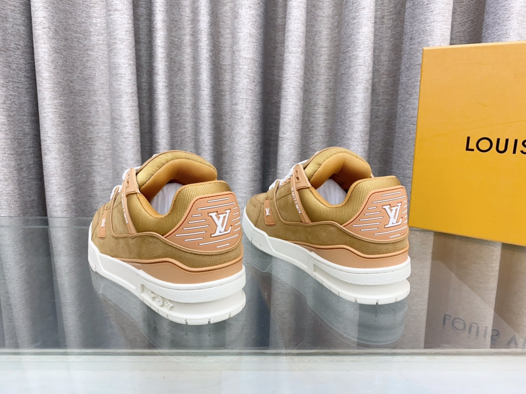 LOUIS VUITTON LV MAXI TRAINER IN CIDER BROWN SUEDE