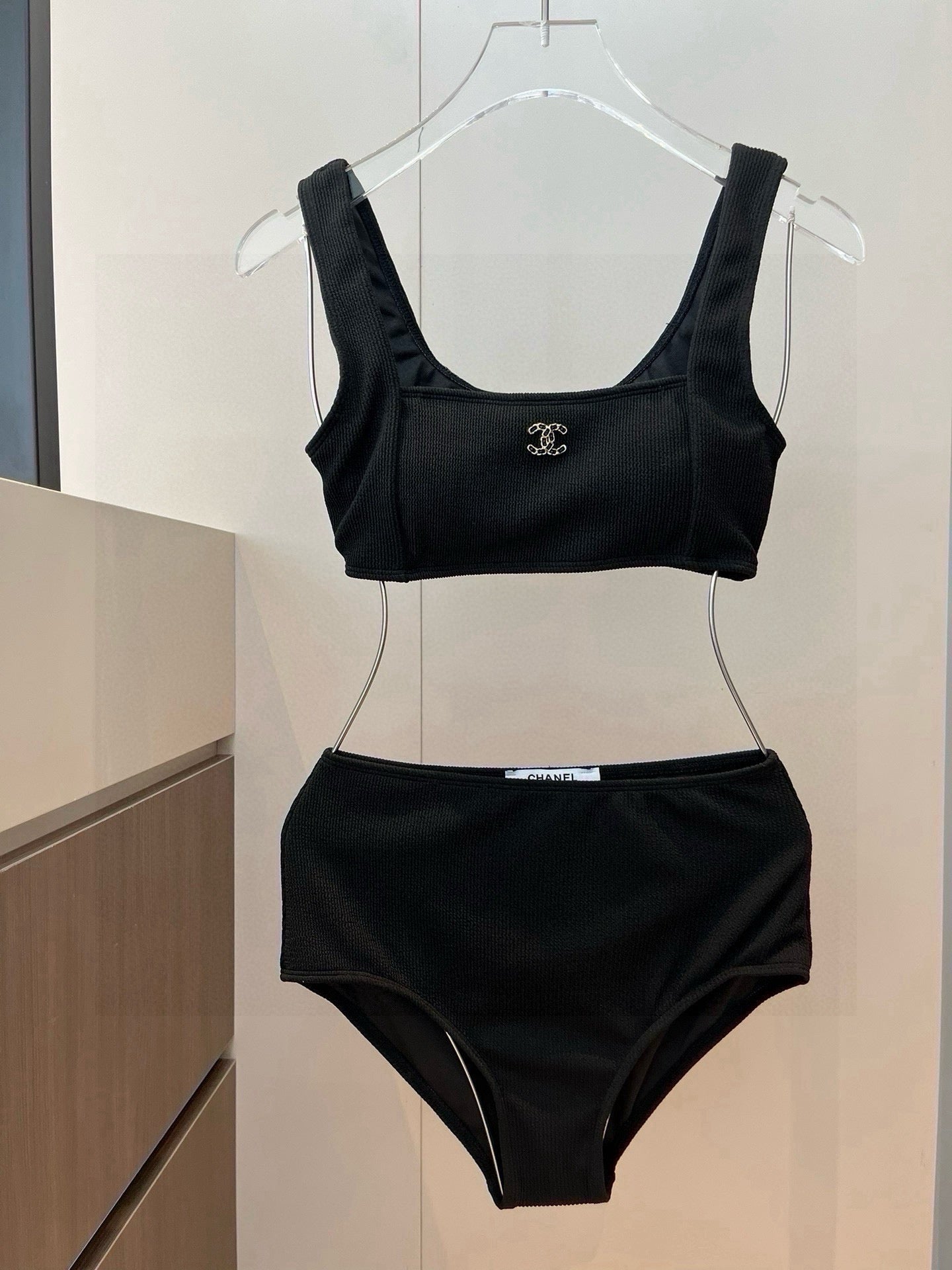 CHANEL BIKINI SWIMSUIT SET IN BLACK ATTACHED WITH LOGO 629243