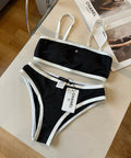 CHANEL BIKINI SWIMSUIT SET IN BLACK AND WHITE TRIM 633212