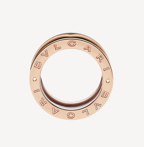 Bvlgari ZERO 1 TWO-BAND WITH MATTE BLACK CERAMIC PINK GOLD RING