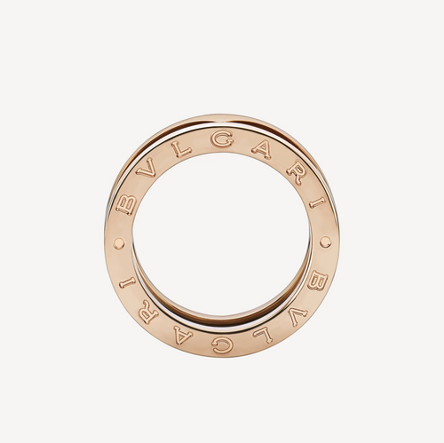 Bvlgari ZERO 1 TWO-BAND LOOPS AND BLACK CERAMIC PINK GOLD RING