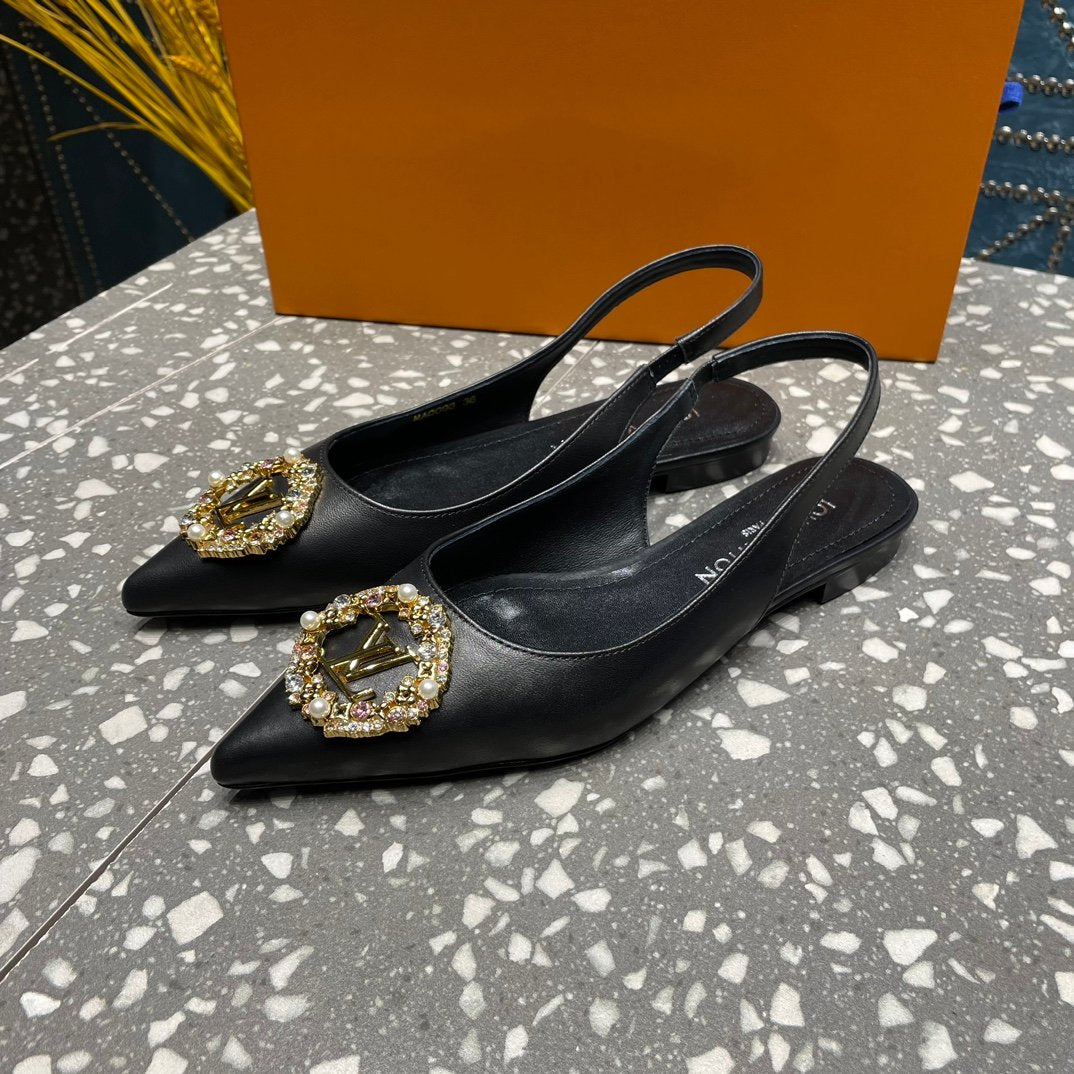 LOUIS VUITTON LV MET SLINGBACK BALLERINA BLACK