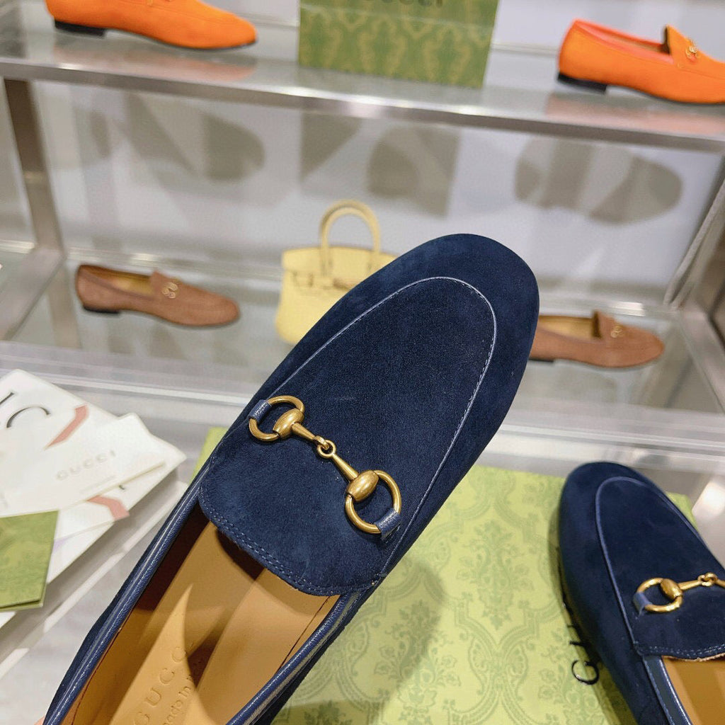 GUCCI HORSEBIT LOAFERS NAVY BLUE SUEDE GHW