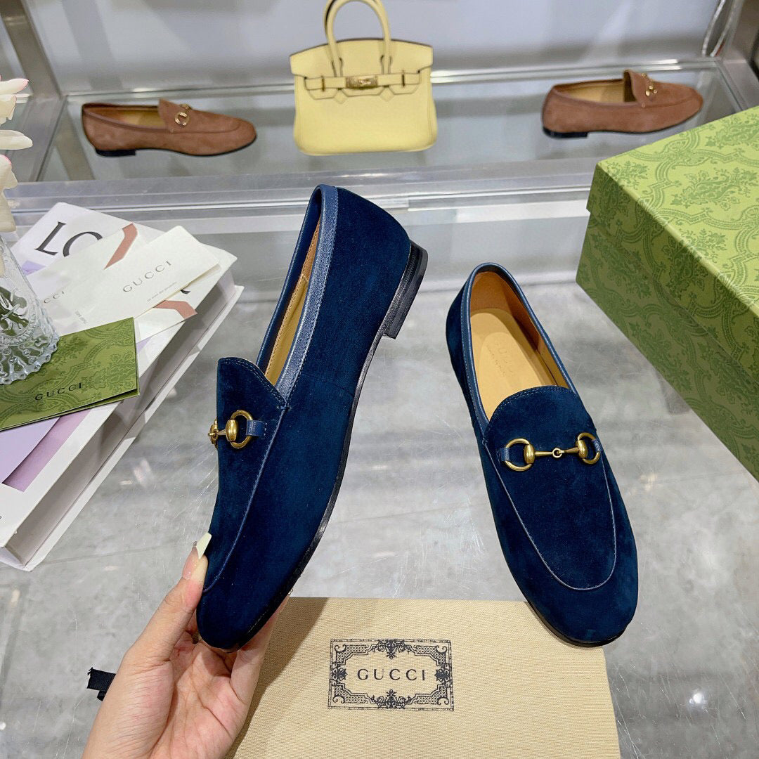 GUCCI HORSEBIT LOAFERS NAVY BLUE SUEDE GHW
