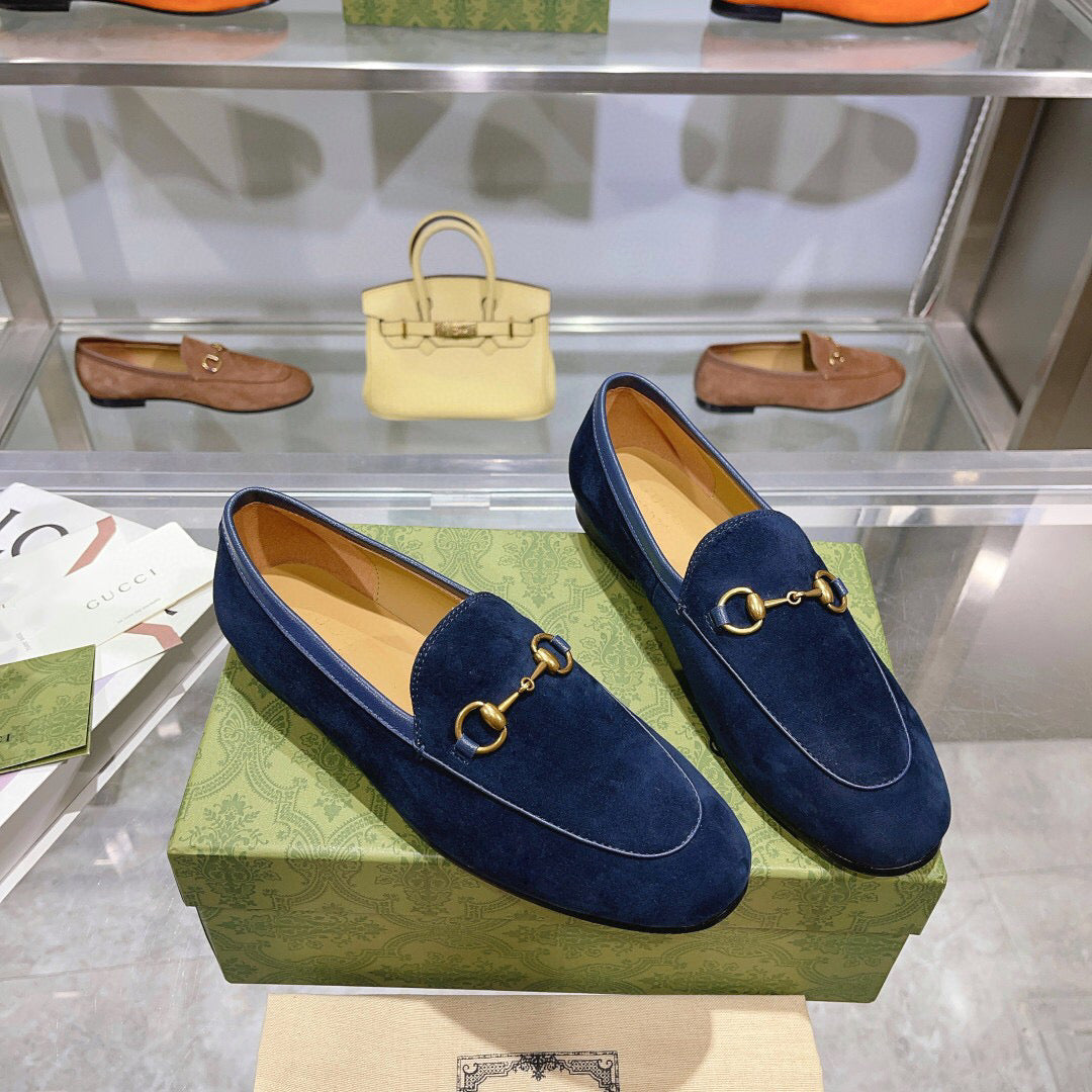 GUCCI HORSEBIT LOAFERS NAVY BLUE SUEDE GHW