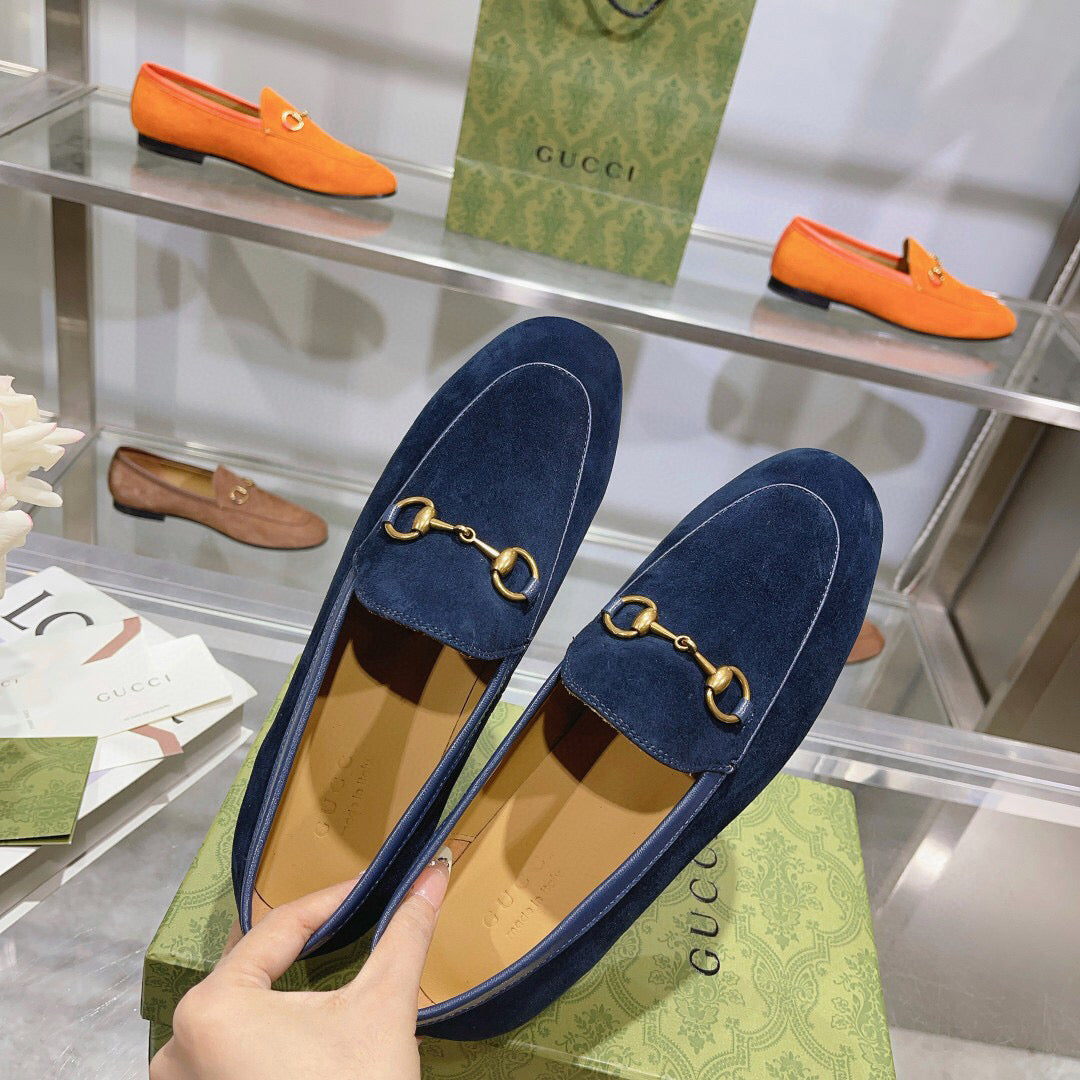 GUCCI HORSEBIT LOAFERS NAVY BLUE SUEDE GHW
