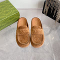 GUCCI LOAFERS IN BROWN MONOGRAM EMBOSSED SUEDE