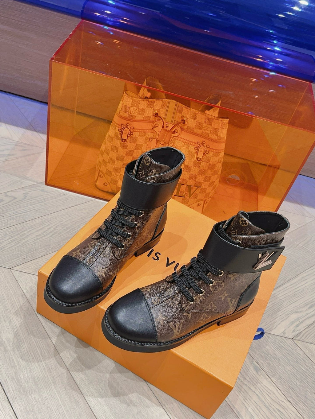 LOUIS VUITTON LV BOOTS IN BROWN MONOGRAM CANVAS MIX CALFSKIN