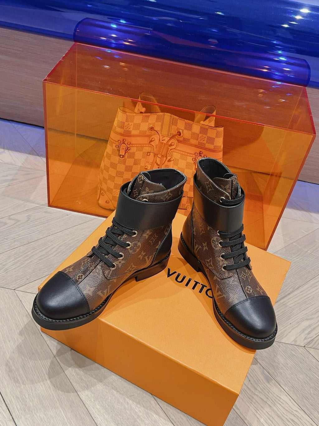 LOUIS VUITTON LV BOOTS IN BROWN MONOGRAM CANVAS MIX CALFSKIN