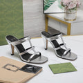 GUCCI SLIM HORSEBIT SLIDE SANDAL SILVER