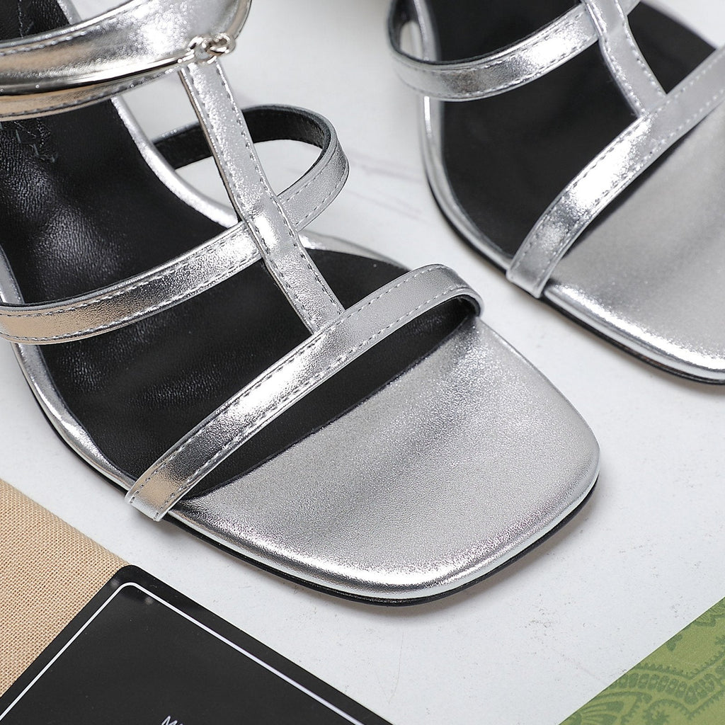 GUCCI SLIM HORSEBIT SLIDE SANDAL SILVER