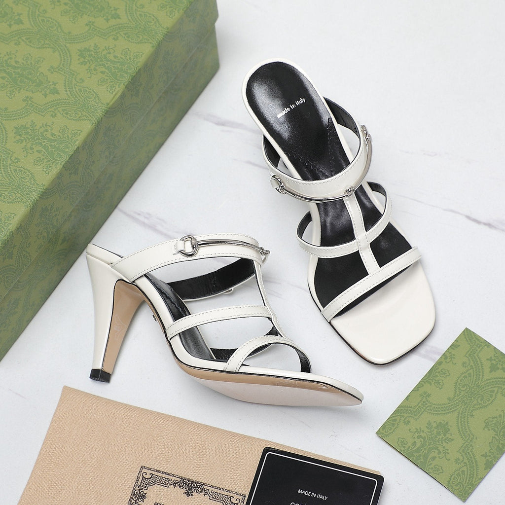 GUCCI SLIM HORSEBIT SLIDE SANDAL WHITE