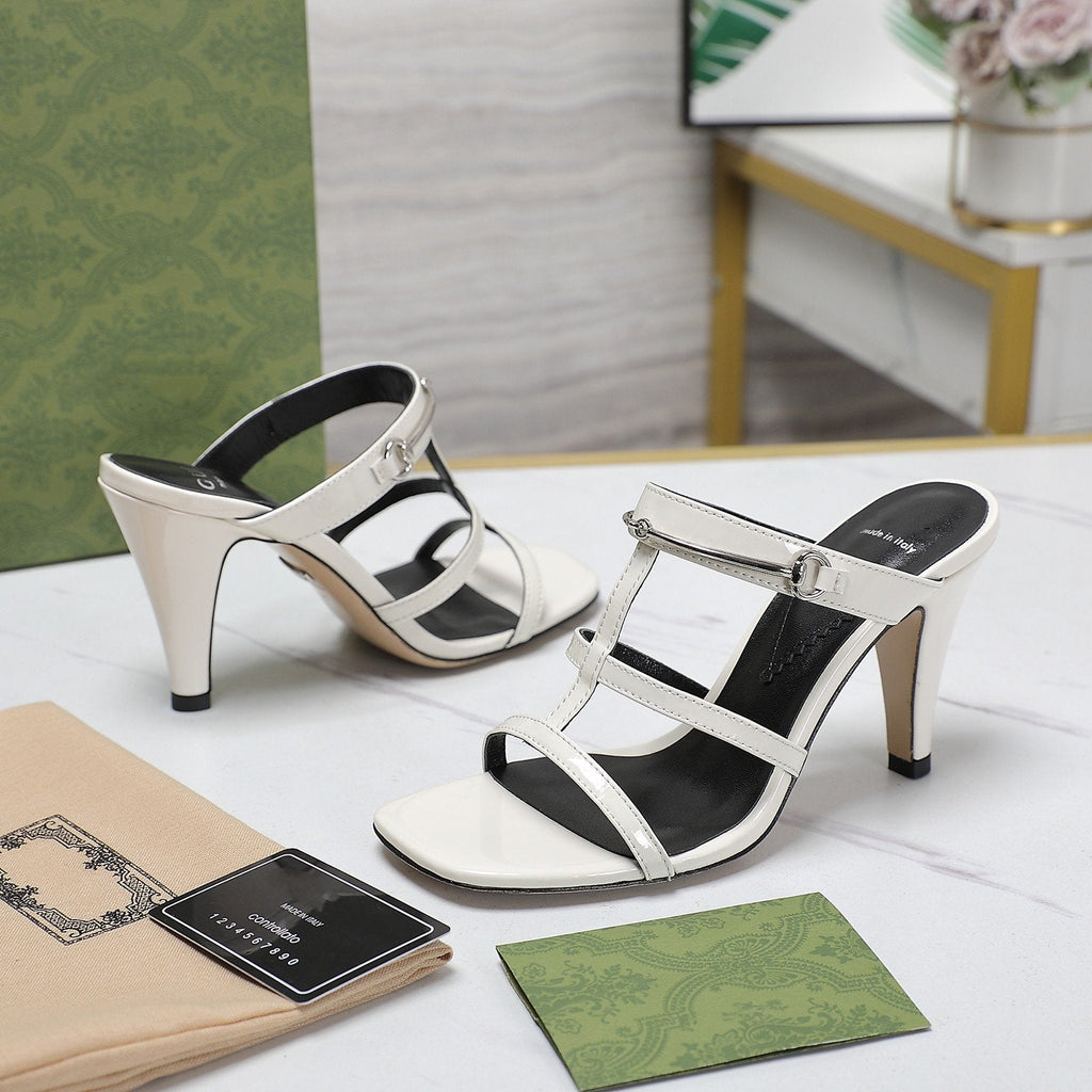 GUCCI SLIM HORSEBIT SLIDE SANDAL WHITE