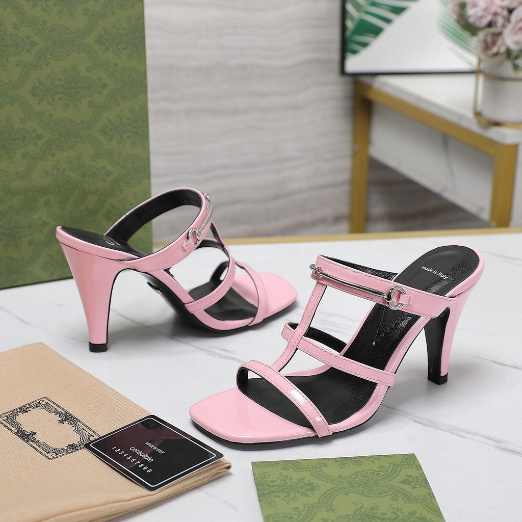 GUCCI SLIM HORSEBIT SLIDE SANDAL PINK