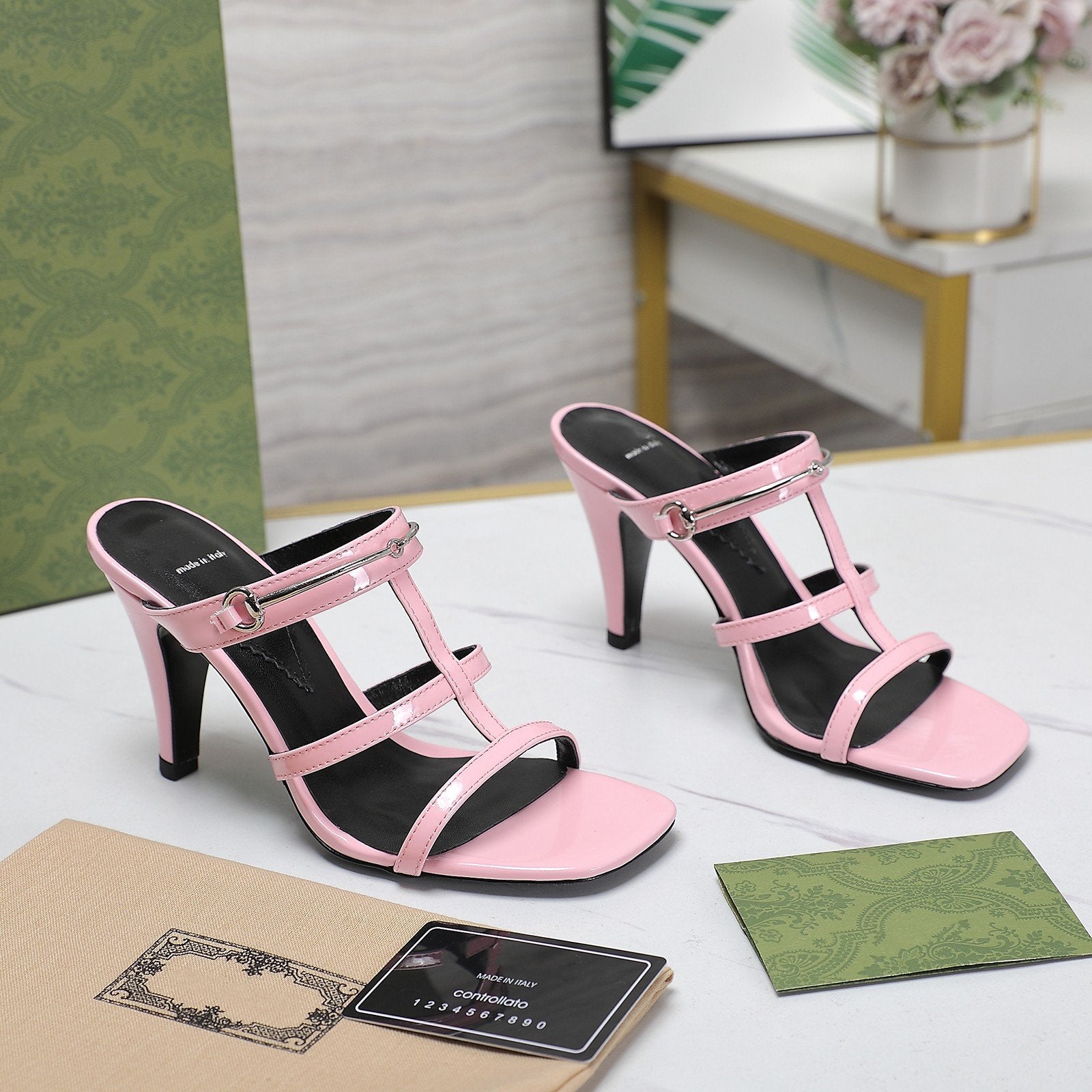 GUCCI SLIM HORSEBIT SLIDE SANDAL PINK