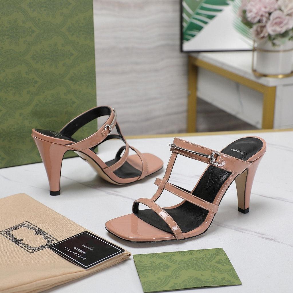 GUCCI SLIM HORSEBIT SLIDE SANDAL PALE BROWN