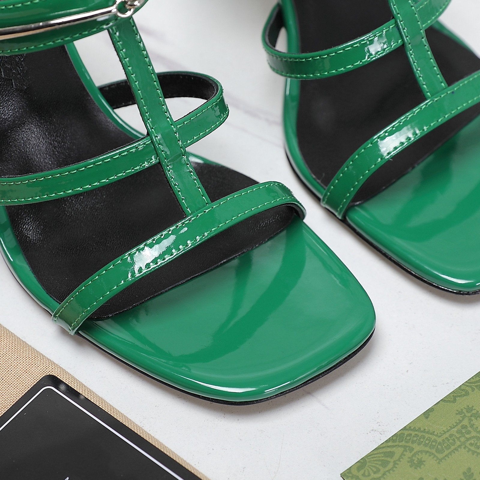GUCCI SLIM HORSEBIT SLIDE SANDAL GREEN