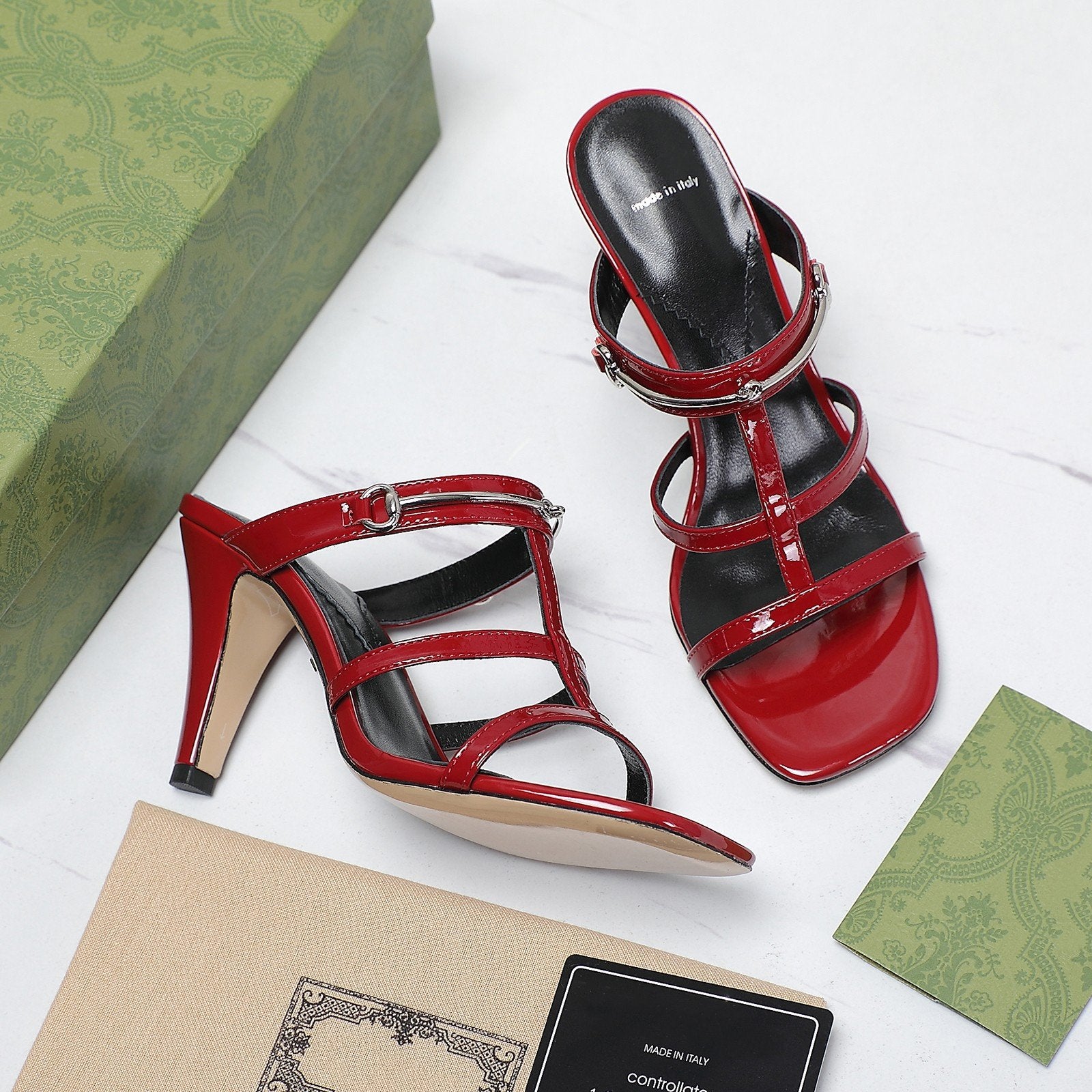 GUCCI SLIM HORSEBIT SLIDE SANDAL RED