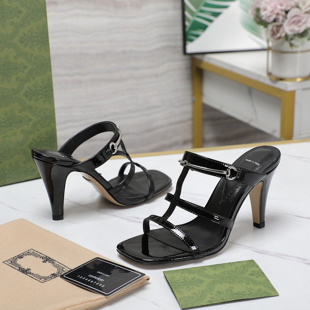 GUCCI SLIM HORSEBIT SLIDE SANDAL BLACK