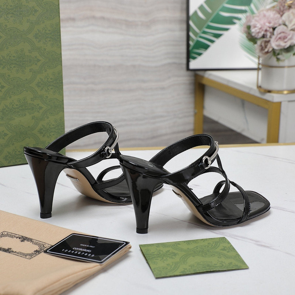 GUCCI SLIM HORSEBIT SLIDE SANDAL BLACK