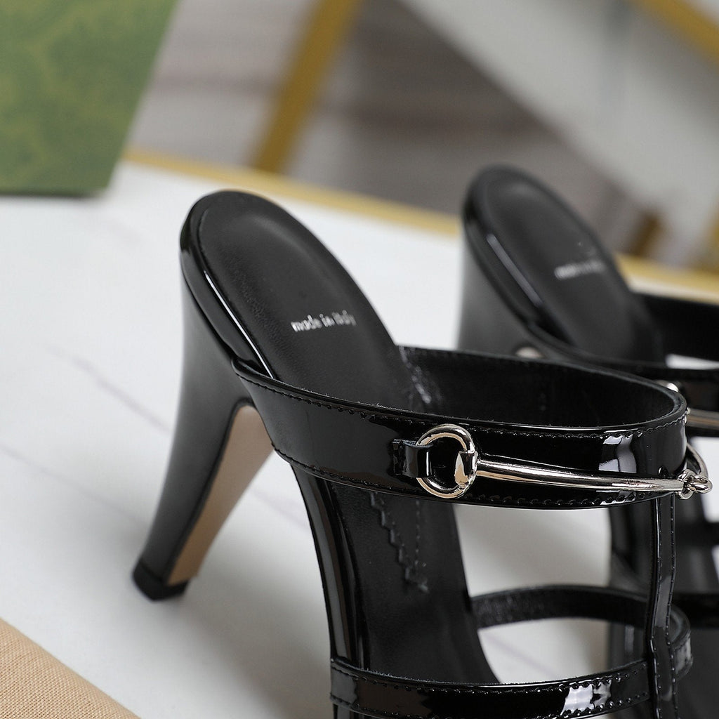 GUCCI SLIM HORSEBIT SLIDE SANDAL BLACK