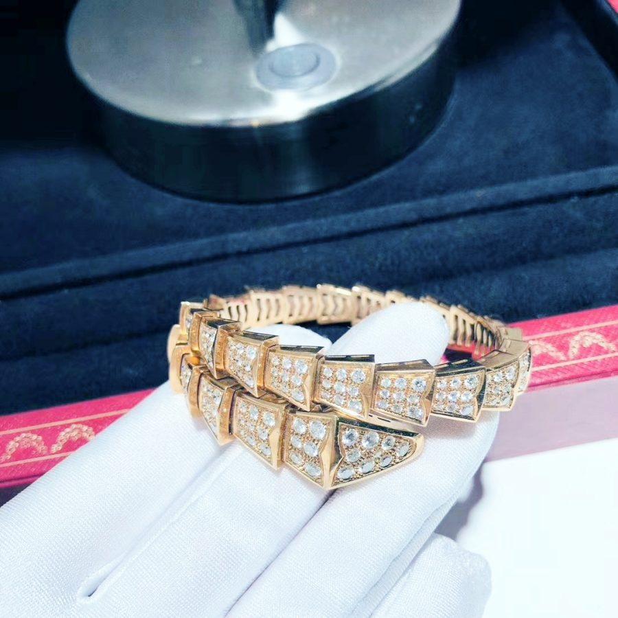Bvlgari SERPENTI BRACELET 8MM PINK GOLD DIAMOND