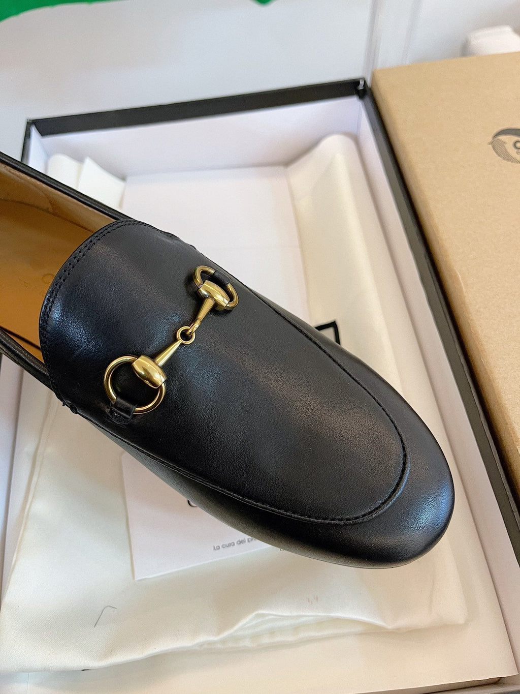 GUCCI LOAFERS MULES BLACK BROWN SOLE