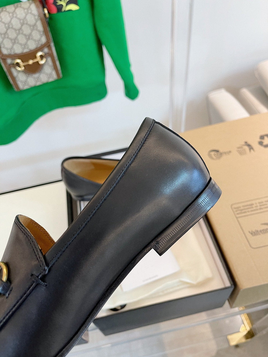 GUCCI LOAFERS MULES BLACK BROWN SOLE