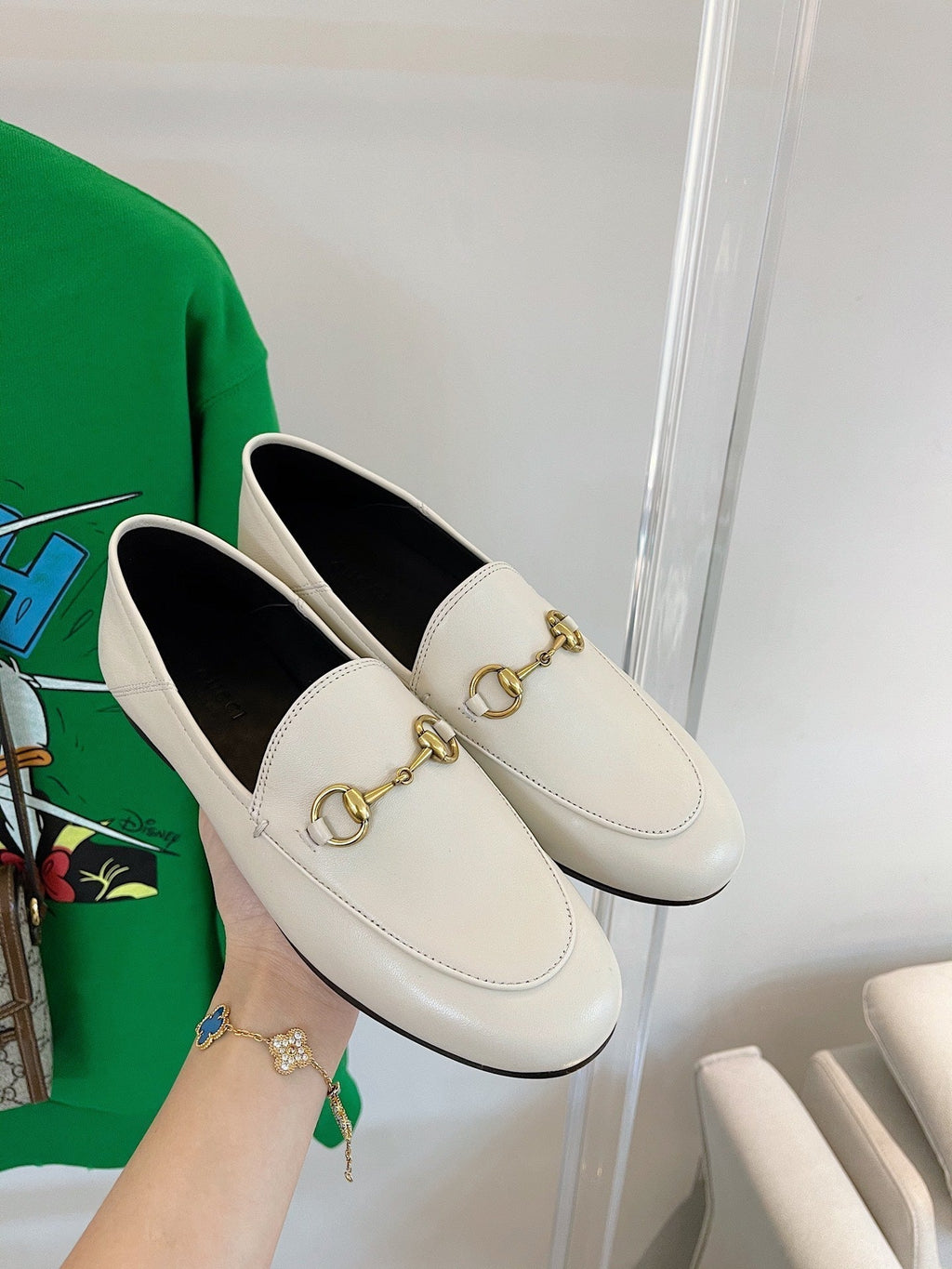 GUCCI LOAFERS MULES WHITE
