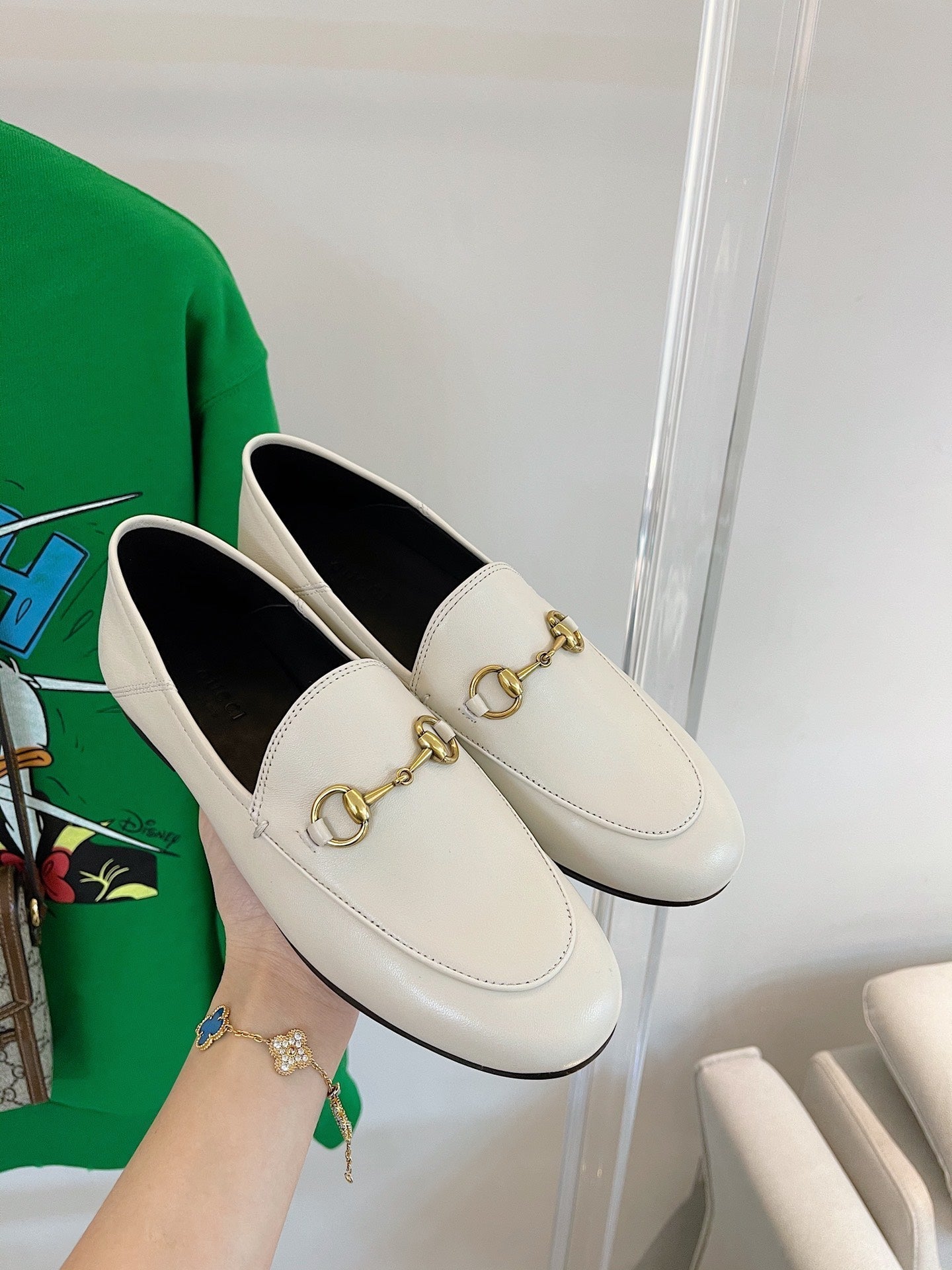 GUCCI LOAFERS MULES WHITE