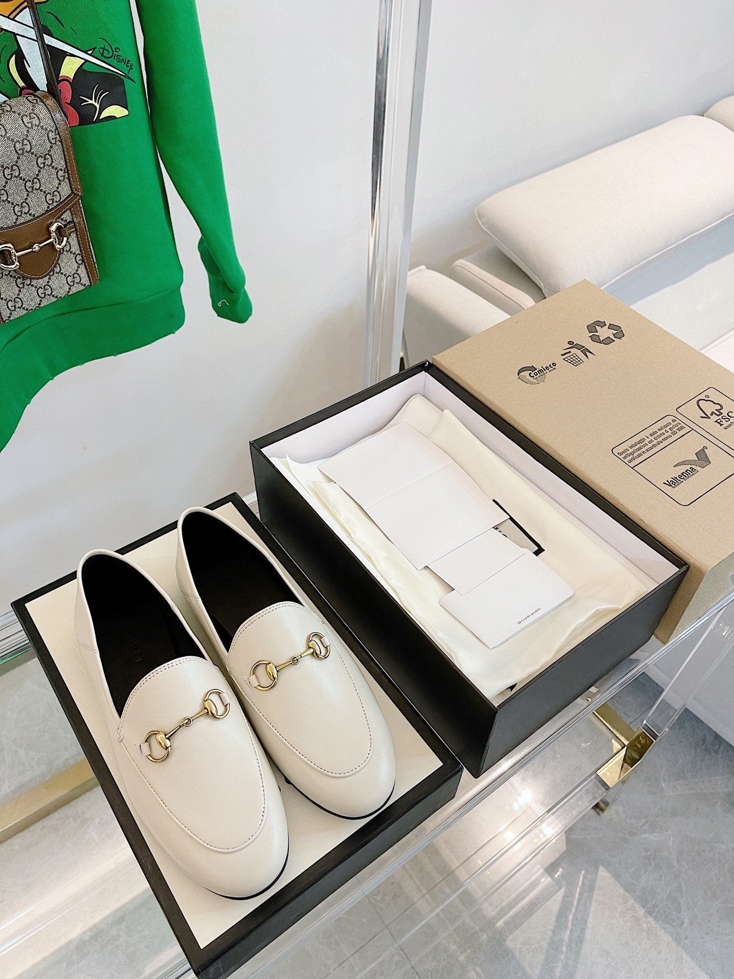 GUCCI LOAFERS MULES WHITE